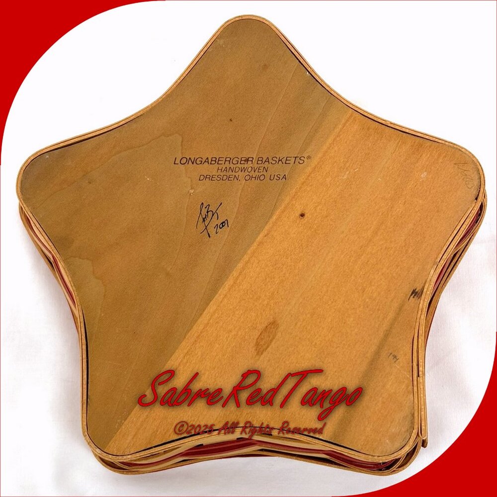 Longaberger 2001 Christmas Red Shining Star Basket Liner Protector Dish Stand - Picture 5 of 10